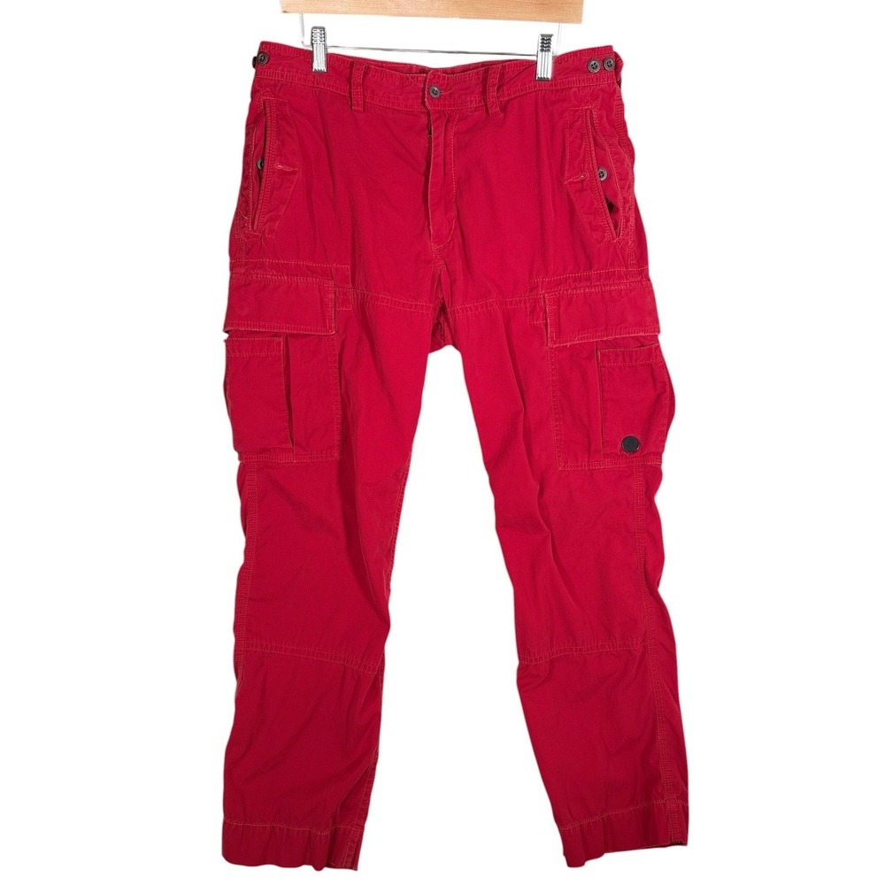 Polo‎ Ralph Lauren Canvas Cargo Pants Red Cotton Straight Leg Mens 36x32 Utility